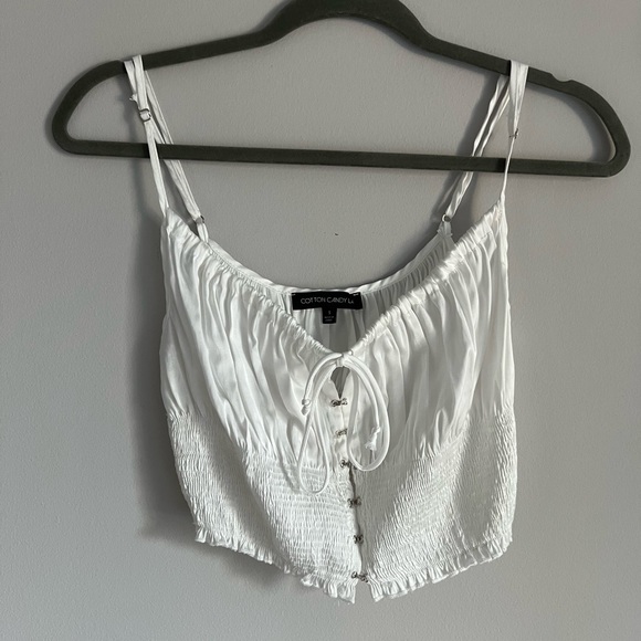 Satin Milkmaid Style Tie Front Top with Clasps - Picture 1 of 3